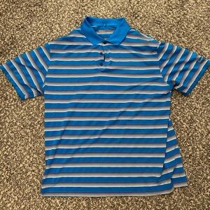 Nike Blue and White Striped Polo Shirt